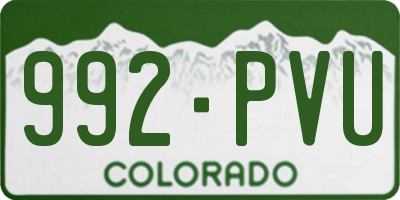 CO license plate 992PVU