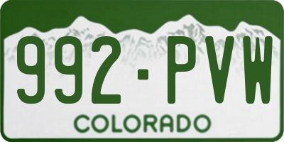 CO license plate 992PVW