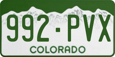 CO license plate 992PVX