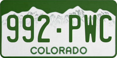 CO license plate 992PWC
