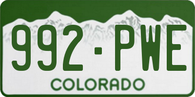 CO license plate 992PWE