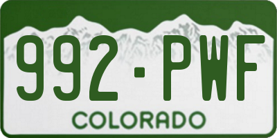 CO license plate 992PWF