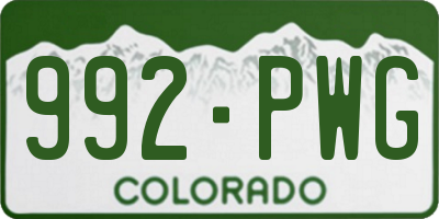 CO license plate 992PWG