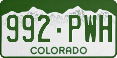 CO license plate 992PWH
