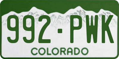CO license plate 992PWK