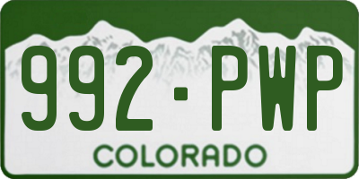 CO license plate 992PWP