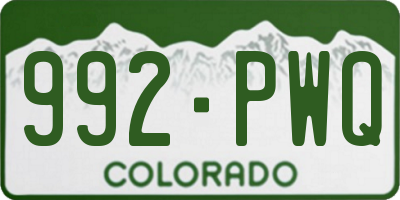 CO license plate 992PWQ