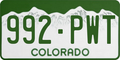 CO license plate 992PWT