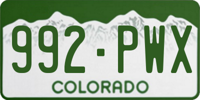 CO license plate 992PWX