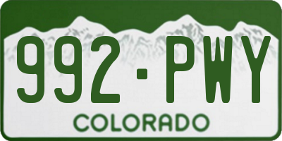 CO license plate 992PWY