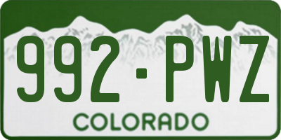 CO license plate 992PWZ