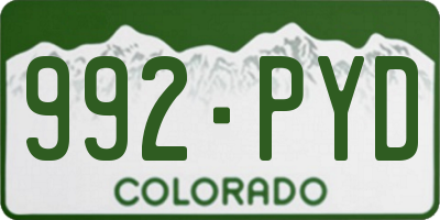 CO license plate 992PYD