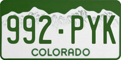 CO license plate 992PYK