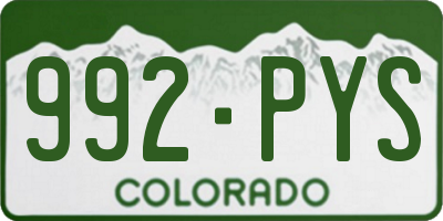 CO license plate 992PYS