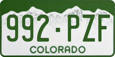 CO license plate 992PZF