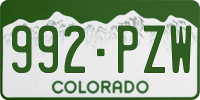 CO license plate 992PZW