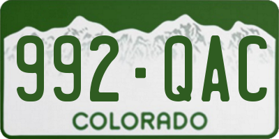 CO license plate 992QAC