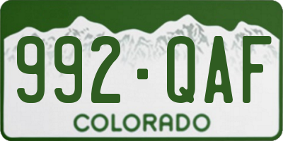 CO license plate 992QAF