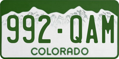 CO license plate 992QAM