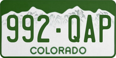 CO license plate 992QAP