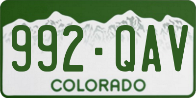 CO license plate 992QAV