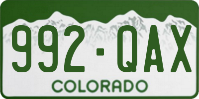 CO license plate 992QAX