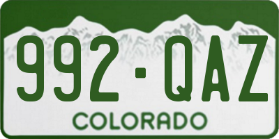 CO license plate 992QAZ