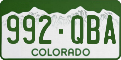 CO license plate 992QBA