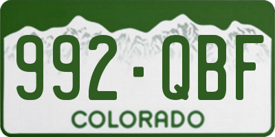 CO license plate 992QBF
