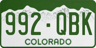 CO license plate 992QBK