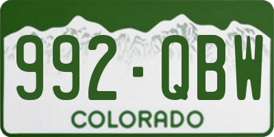 CO license plate 992QBW