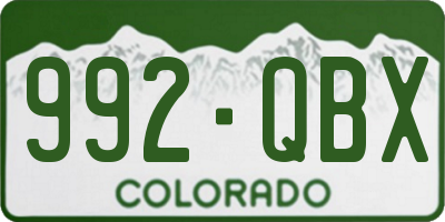 CO license plate 992QBX