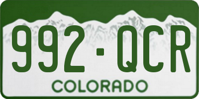 CO license plate 992QCR