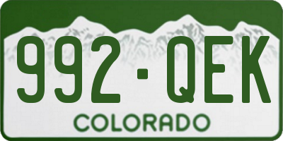 CO license plate 992QEK