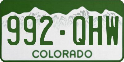 CO license plate 992QHW