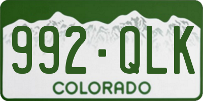 CO license plate 992QLK