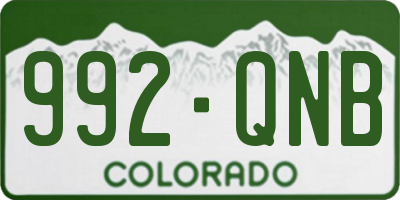 CO license plate 992QNB