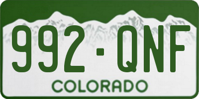 CO license plate 992QNF