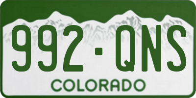 CO license plate 992QNS