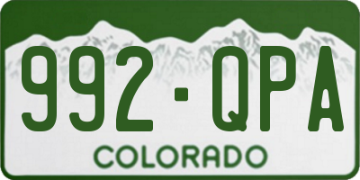 CO license plate 992QPA