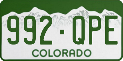 CO license plate 992QPE