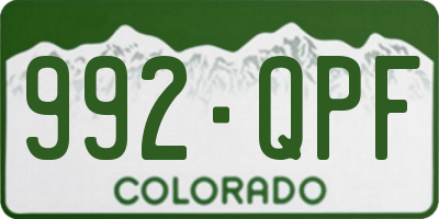 CO license plate 992QPF