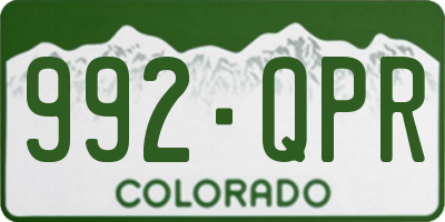 CO license plate 992QPR