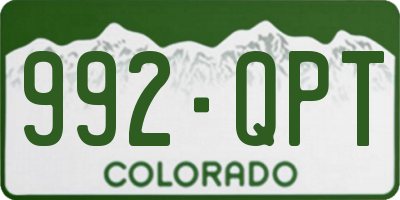 CO license plate 992QPT