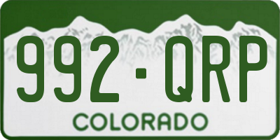 CO license plate 992QRP