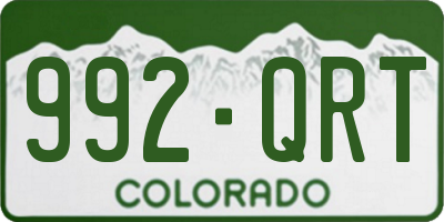 CO license plate 992QRT