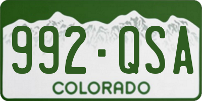 CO license plate 992QSA