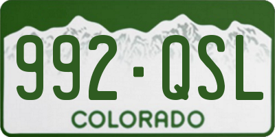 CO license plate 992QSL