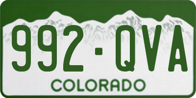 CO license plate 992QVA
