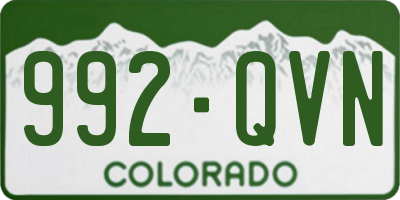 CO license plate 992QVN